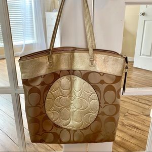 Gold Coach Logo Tote